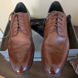 Stacy Adams Cognac Garrison Wingtip Oxford Dress Shoes